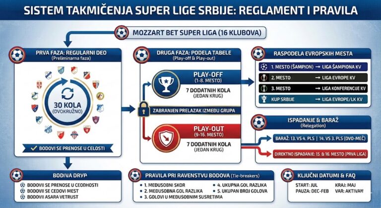 Sistem takmičenja Super lige Srbije- Kompletan pravilnik i propozicije 2025:2026