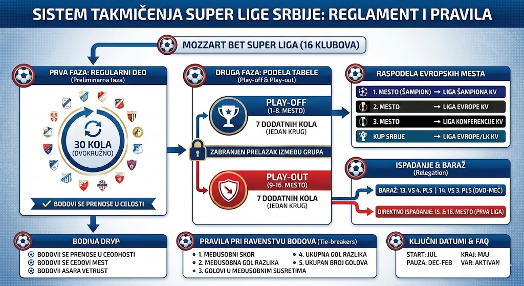 Sistem takmičenja Super lige Srbije- Kompletan pravilnik i propozicije 2025:2026