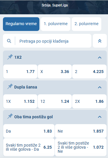 Čukarički vs Radnik Surdulica